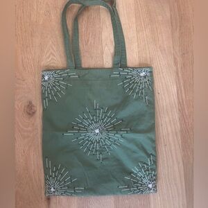 Old Navy Green Tote Bag with White Embroidery